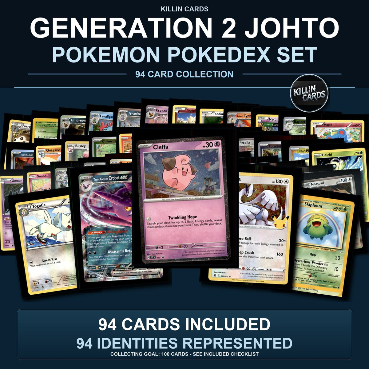 Pokemon TCG Generation 2 Johto Pokemon Pokedex Set 94 Cards Collection