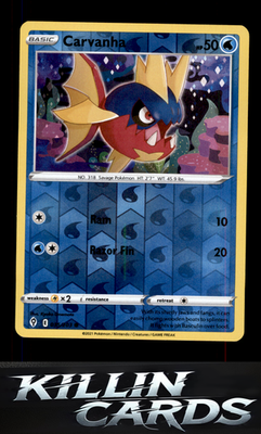 Reverse Holofoil Carvanha 035/203 Pokemon Common SWSH07: Evolving Skies Card NM