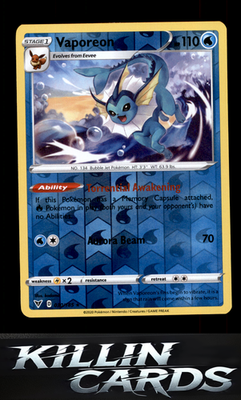 Reverse Holofoil Vaporeon 030/185 Pokemon Rare SWSH04: Vivid Voltage Card NM