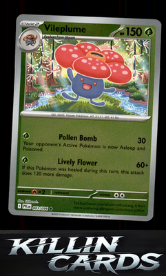 Reverse Holofoil Vileplume 003/094 Pokemon Rare ME02: Phantasmal Flames Card NM