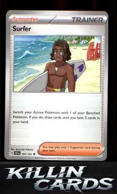 Surfer - 187/191 187/191 Pokemon Uncommon SV08: Surging Sparks Card NM