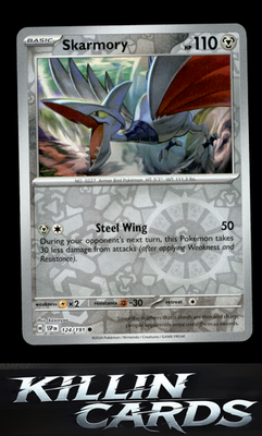 Reverse Holofoil Skarmory - 124/191 124/191 Pokemon Common SV08: Surging Sparks