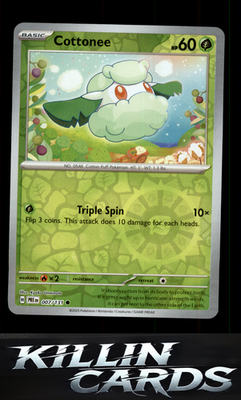 Reverse Holofoil Cottonee 007/131 Pokemon Common SV: Prismatic Evolutions Card N
