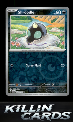 Reverse Holofoil Shroodle 120/191 Pokemon Common SV08: Surging Sparks Card NM