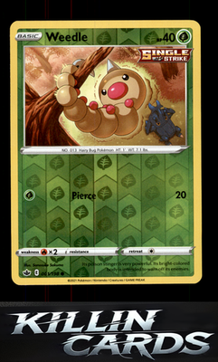 Reverse Holofoil Weedle 001/198 Pokemon Common SWSH06: Chilling Reign Card NM