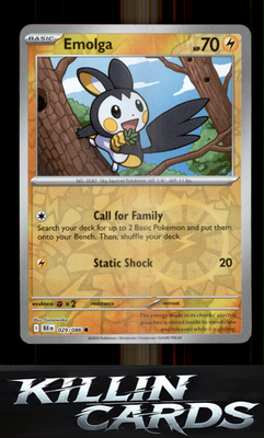 Reverse Holofoil Emolga 029/086 Pokemon Common SV: Black Bolt Card NM
