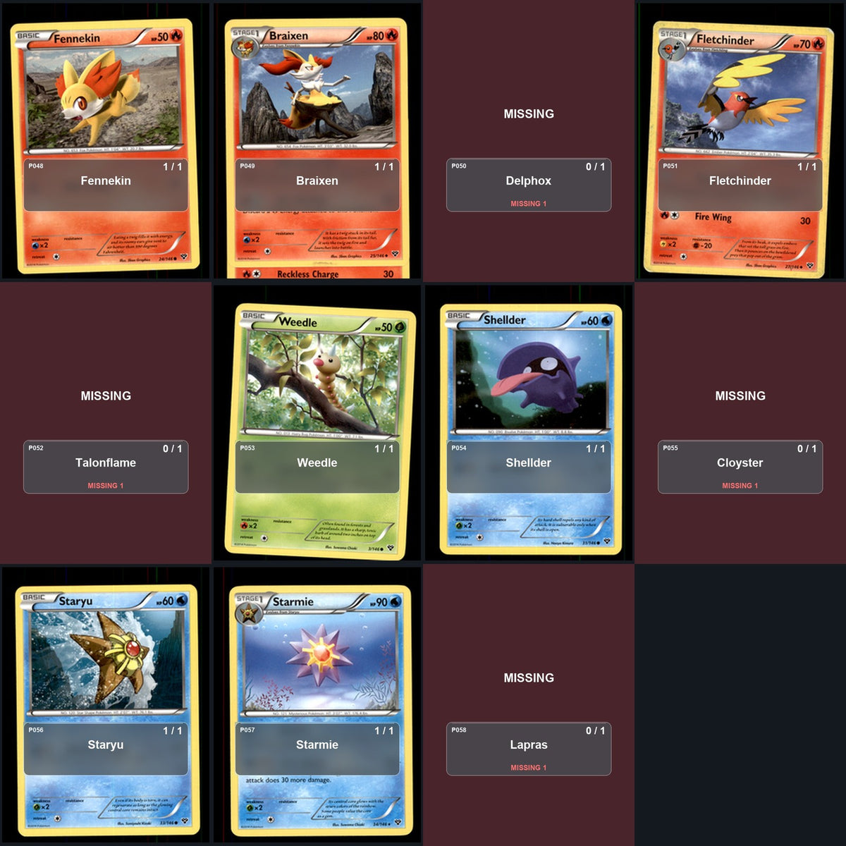 Pokemon TCG XY Base Set C/UC/R Standard Set 99 Cards