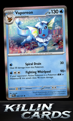 Vaporeon 022/131 Pokemon Rare SV: Prismatic Evolutions Card NM