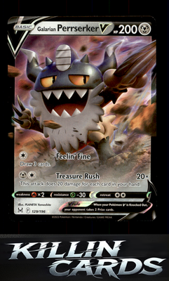 Galarian Perrserker V 129/196 Pokemon Ultra Rare SWSH11: Lost Origin Card NM