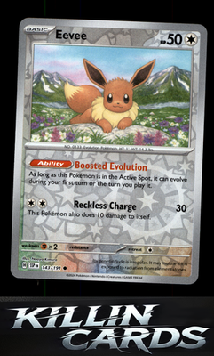 Reverse Holofoil Eevee 143/191 Pokemon Common SV08: Surging Sparks Card NM