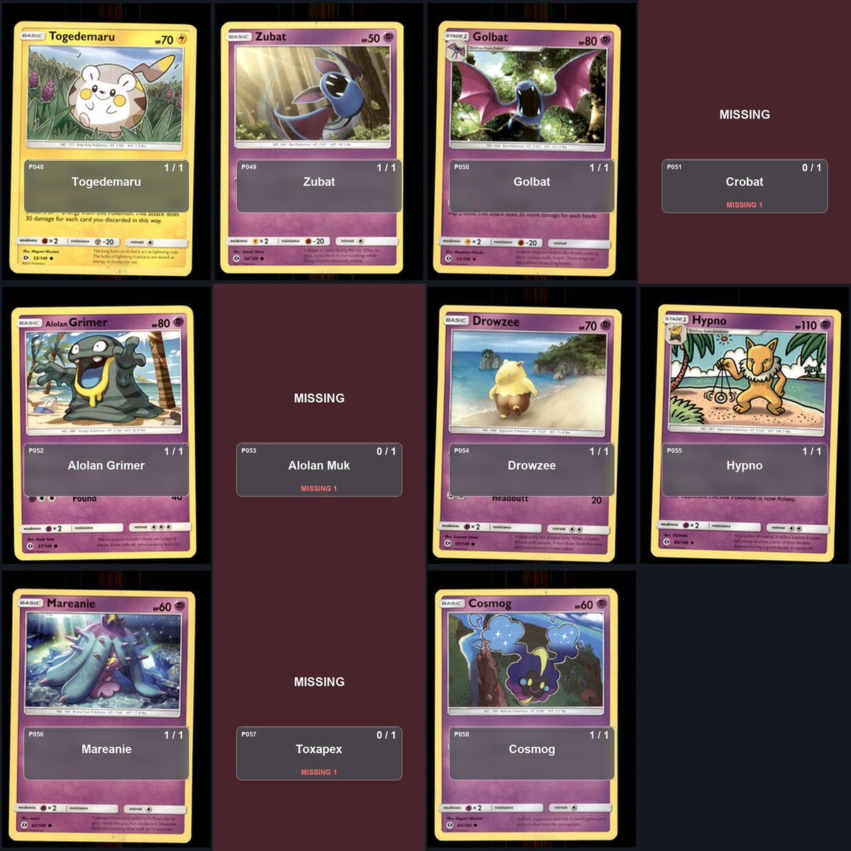 Pokemon TCG SM Base Set C/UC/R Standard Set 113 Cards