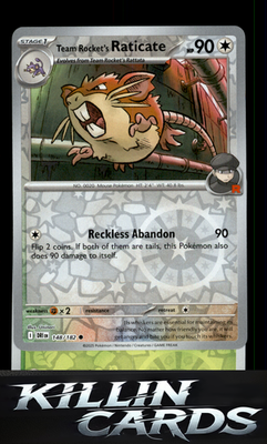 Reverse Holofoil Team Rocket's Raticate - 148/182 148/182 Pokemon Common SV10: D