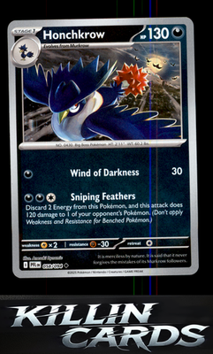 Reverse Holofoil Honchkrow 058/094 Pokemon Uncommon ME02: Phantasmal Flames Card