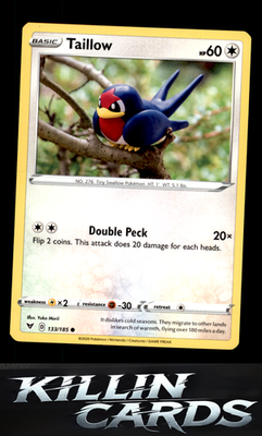 Taillow 133/185 Pokemon Common SWSH04: Vivid Voltage Card NM