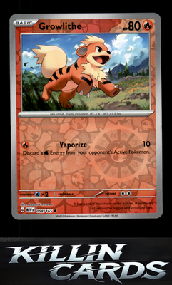 Reverse Holofoil Growlithe 058/165 Pokemon Common SV: Scarlet & Violet 151 Card