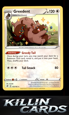 Greedent 152/192 Pokemon Rare SWSH02: Rebel Clash Card NM