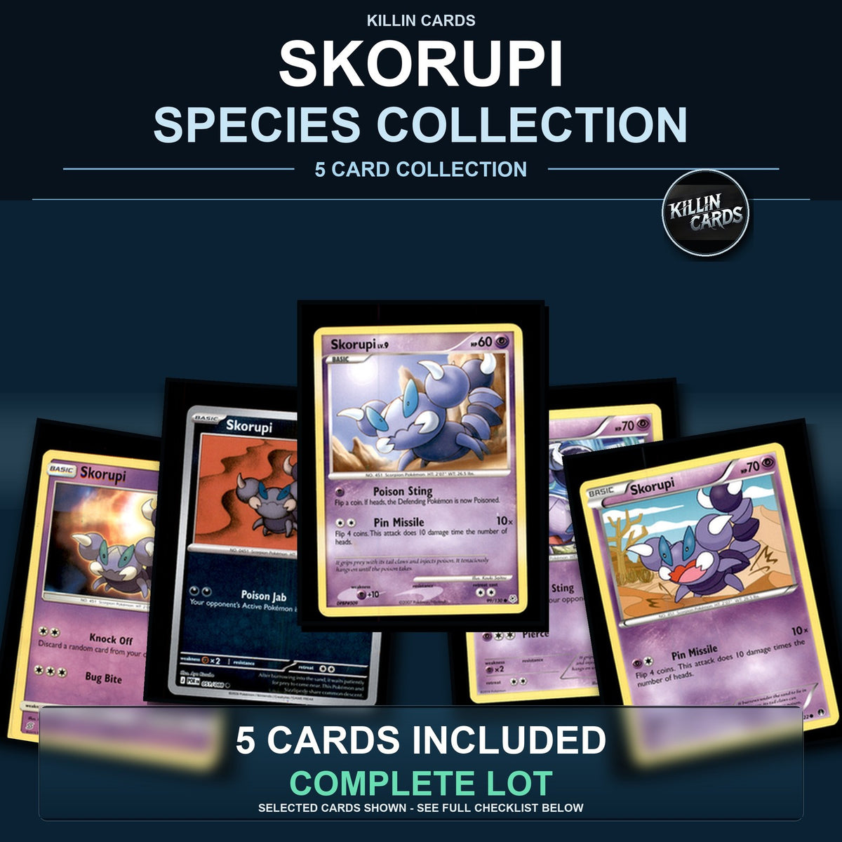 Pokemon TCG Skorupi Species Collection 5 Different Cards