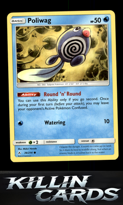 Poliwag (36) 36/214 Pokemon Common SM - Unbroken Bonds Card NM