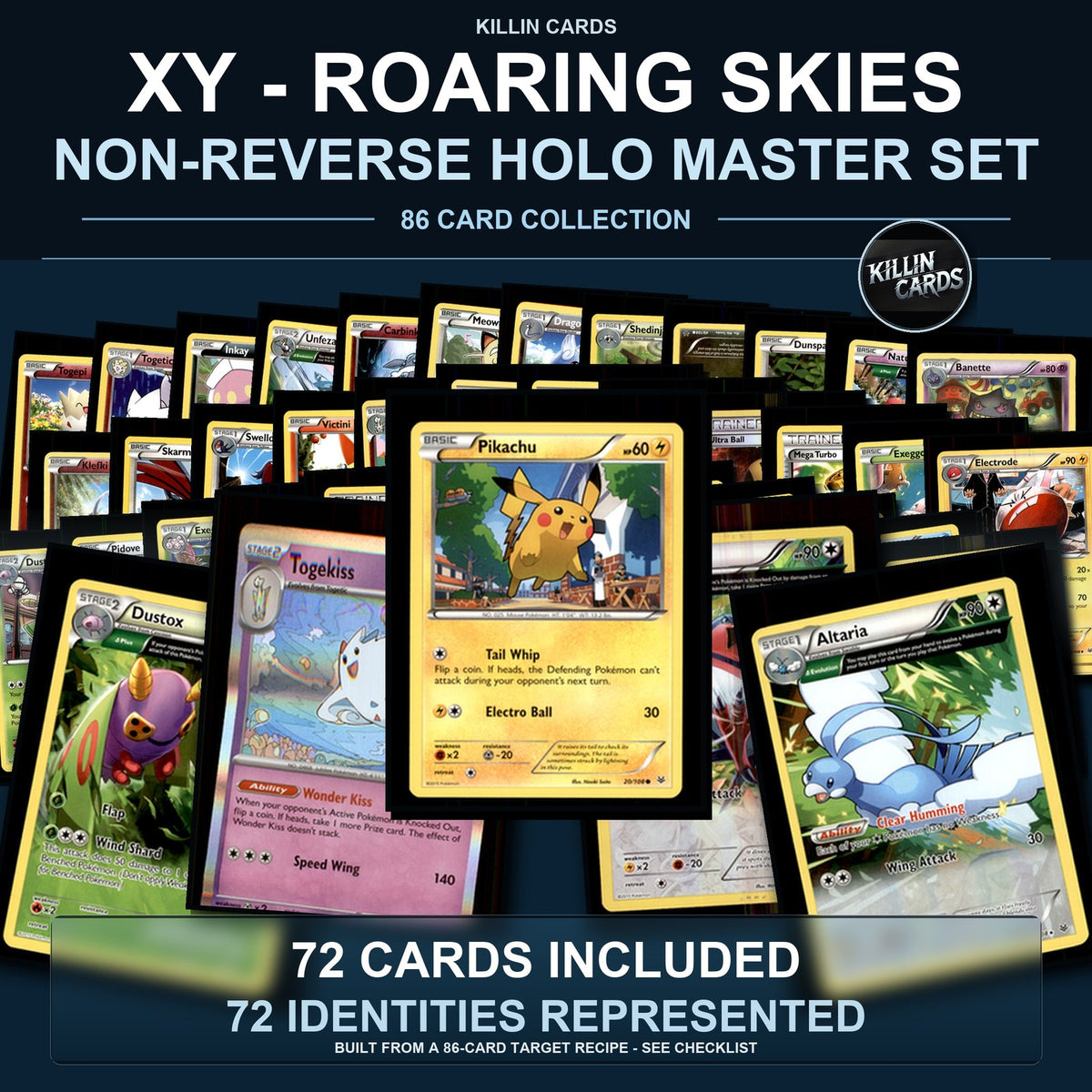 Pokemon TCG XY - Roaring Skies C/UC/R Standard Set 72 Cards