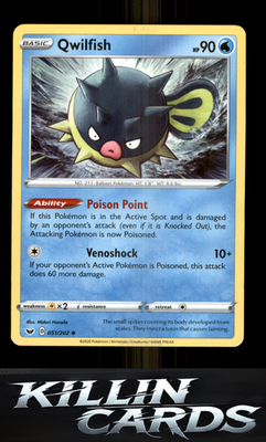 Qwilfish 051/202 Pokemon Uncommon SWSH01: Sword & Shield Base Set Card NM