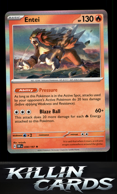 Entei 030/197 Pokemon Rare SV03: Obsidian Flames Card NM