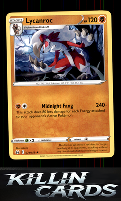 Lycanroc 074/159 Pokemon Rare SWSH: Crown Zenith Card NM