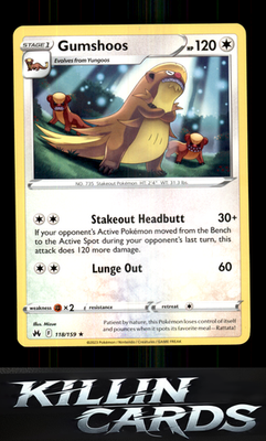 Gumshoos 118/159 Pokemon Rare SWSH: Crown Zenith Card NM