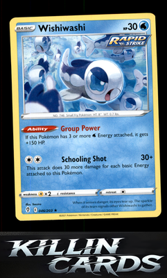 Wishiwashi 046/203 Pokemon Rare SWSH07: Evolving Skies Card NM