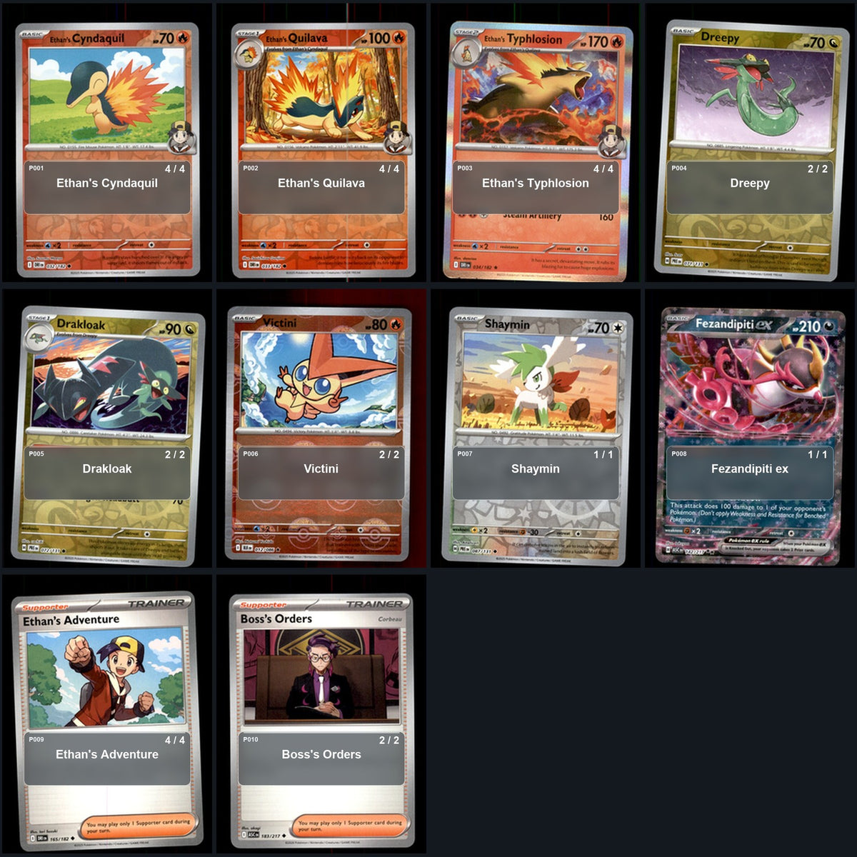 Partial Pokemon TCG NAIC 2026, New Orleans Ethan's Typhlosion Decklist 59 Cards Deck