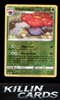 Reverse Holofoil Vileplume 003/196 Pokemon Holo Rare SWSH11: Lost Origin Card NM