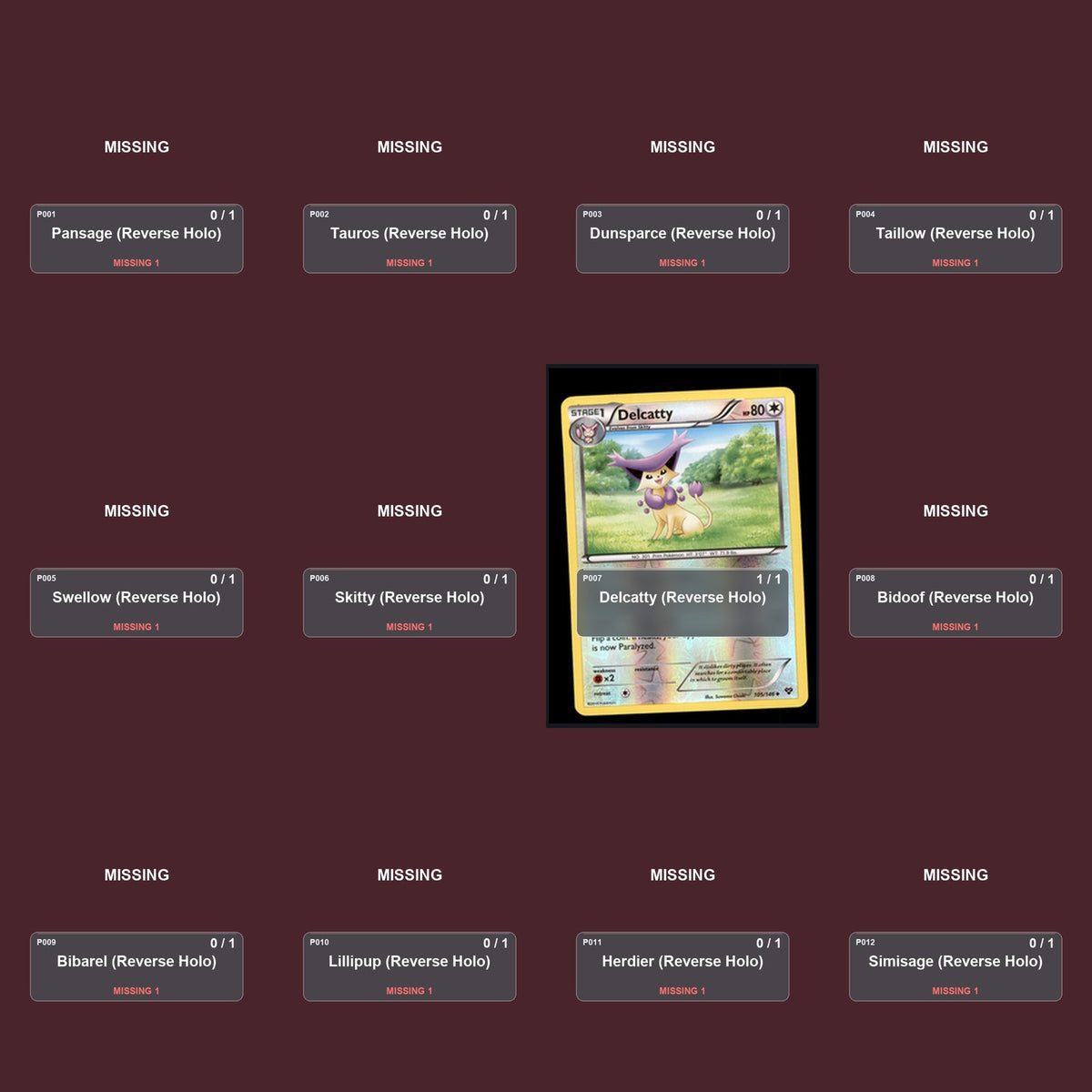 Pokemon TCG XY Base Set Reverse Holo Master Set 7 Reverse Holo Card Collection