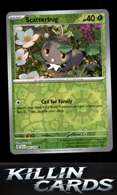 Reverse Holofoil Scatterbug 005/191 Pokemon Common SV08: Surging Sparks Card NM