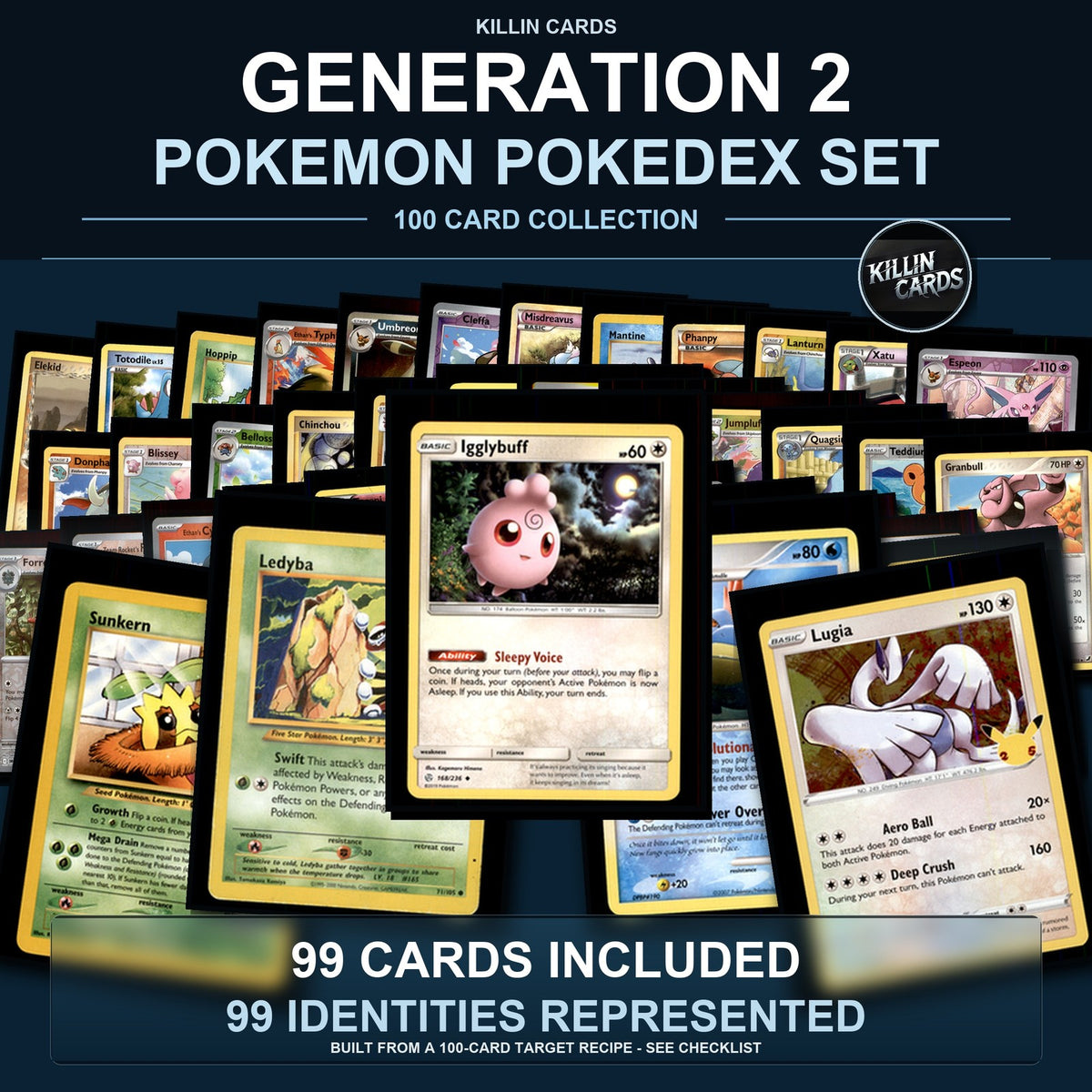 Pokemon TCG Generation 2 Pokemon Pokedex Set 99 Cards Collection