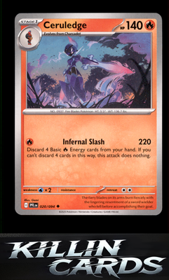 Ceruledge 020/094 Pokemon Uncommon ME02: Phantasmal Flames Card NM