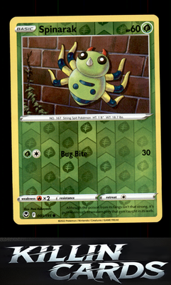 Reverse Holofoil Spinarak 003/195 Pokemon Common SWSH12: Silver Tempest Card NM