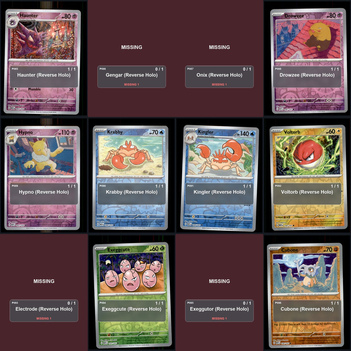 Pokemon TCG SV: Scarlet & Violet 151 Reverse Holo Master Set 106 Reverse Holo