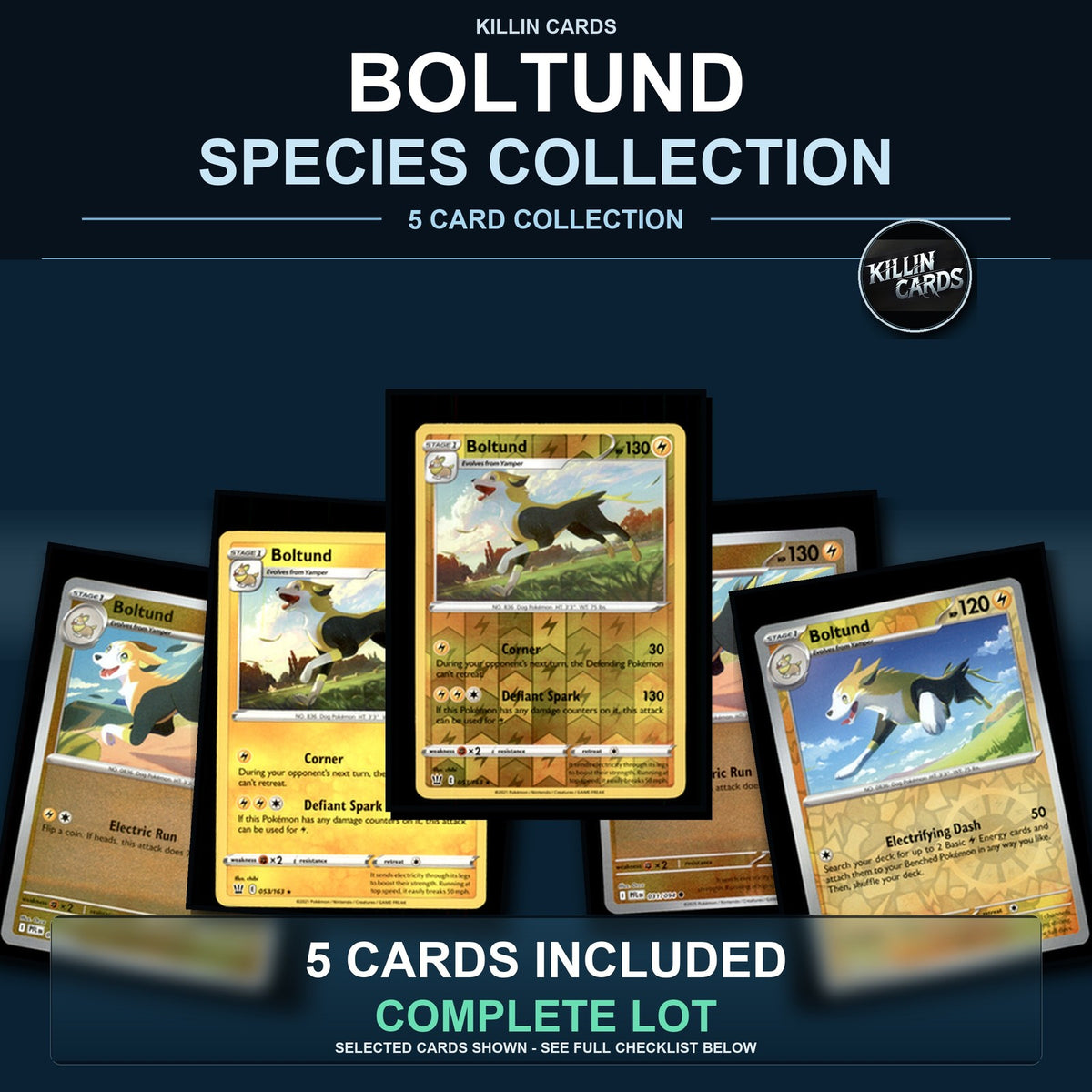 Pokemon TCG Boltund Species Collection 5 Different Cards