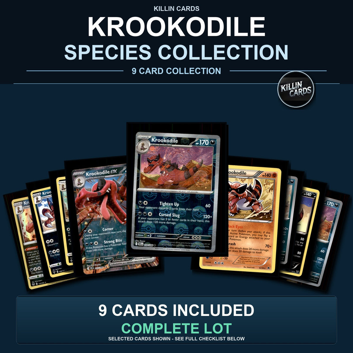 Pokemon TCG Krookodile Species Collection 9 Different Cards