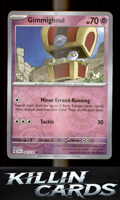 Reverse Holofoil Gimmighoul 097/191 Pokemon Common SV08: Surging Sparks Card NM