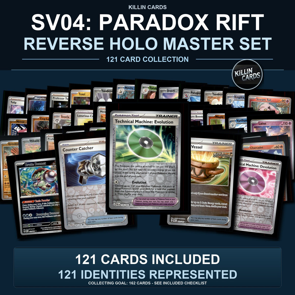 Pokemon TCG SV04: Paradox Rift Reverse Holo Master Set 121 Reverse Holo Card