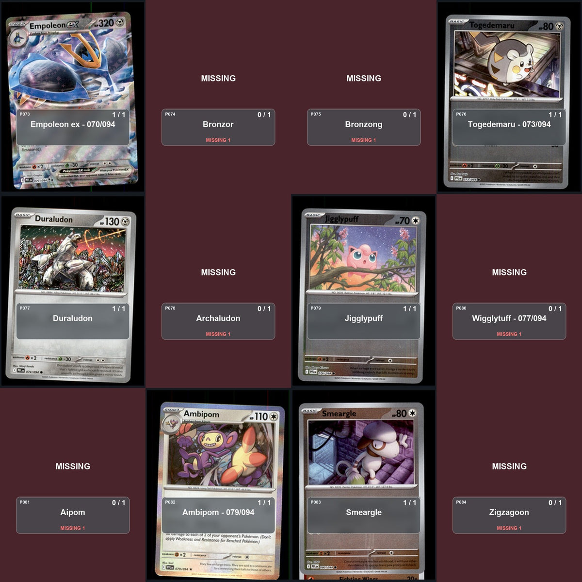 Pokemon TCG ME02: Phantasmal Flames Partial Master Set Lot 145 Cards Master Set