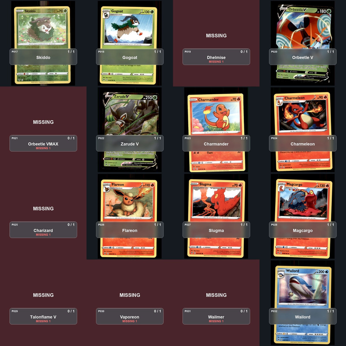 Pokemon TCG SWSH04: Vivid Voltage Partial Master Set Lot 175 Cards Master Set