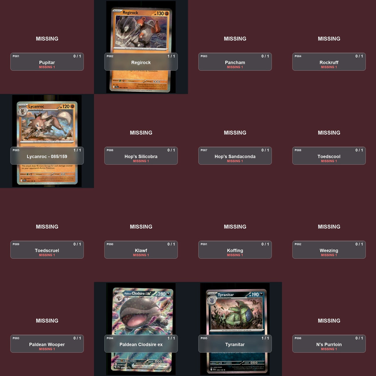 Pokemon TCG SV09: Journey Together Partial Master Set Lot 167 Cards Master Set