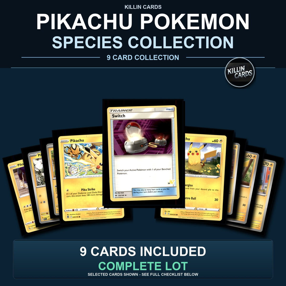 Pokemon TCG Pikachu Pokemon Species Collection 9 Different Cards Collection