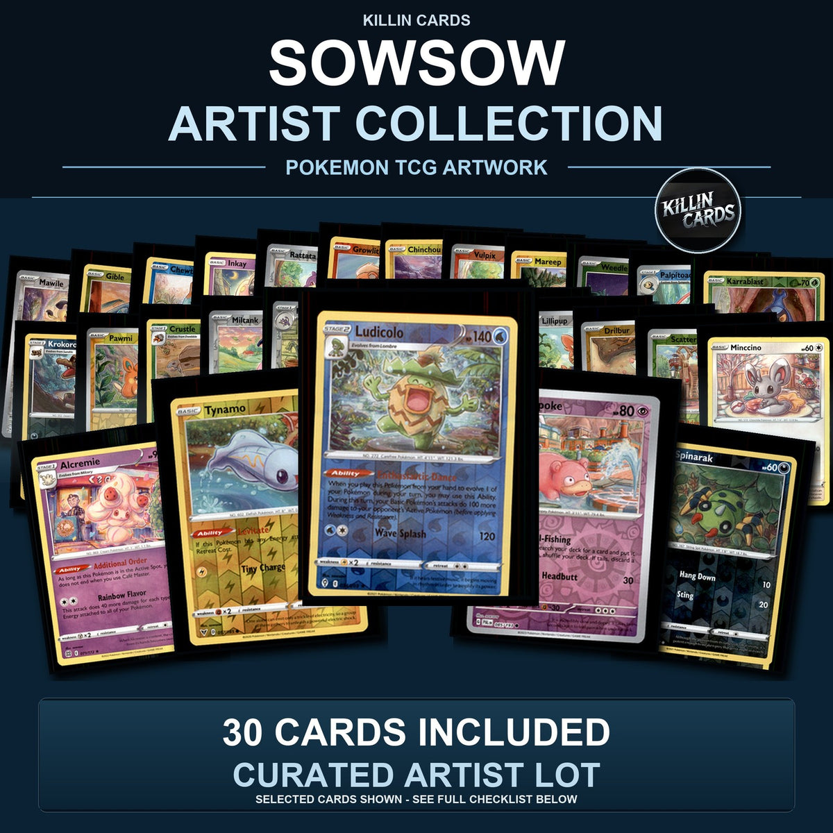 Pokemon TCG sowsow Artist Collection 30 Cards Lot