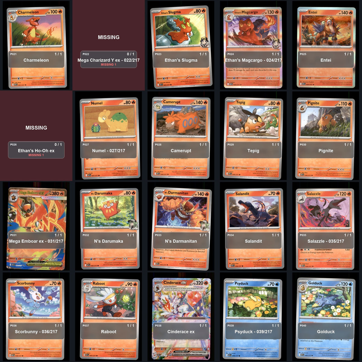 Pokemon TCG ME: Ascended Heroes Partial Master Set Lot 306 Cards Master Set
