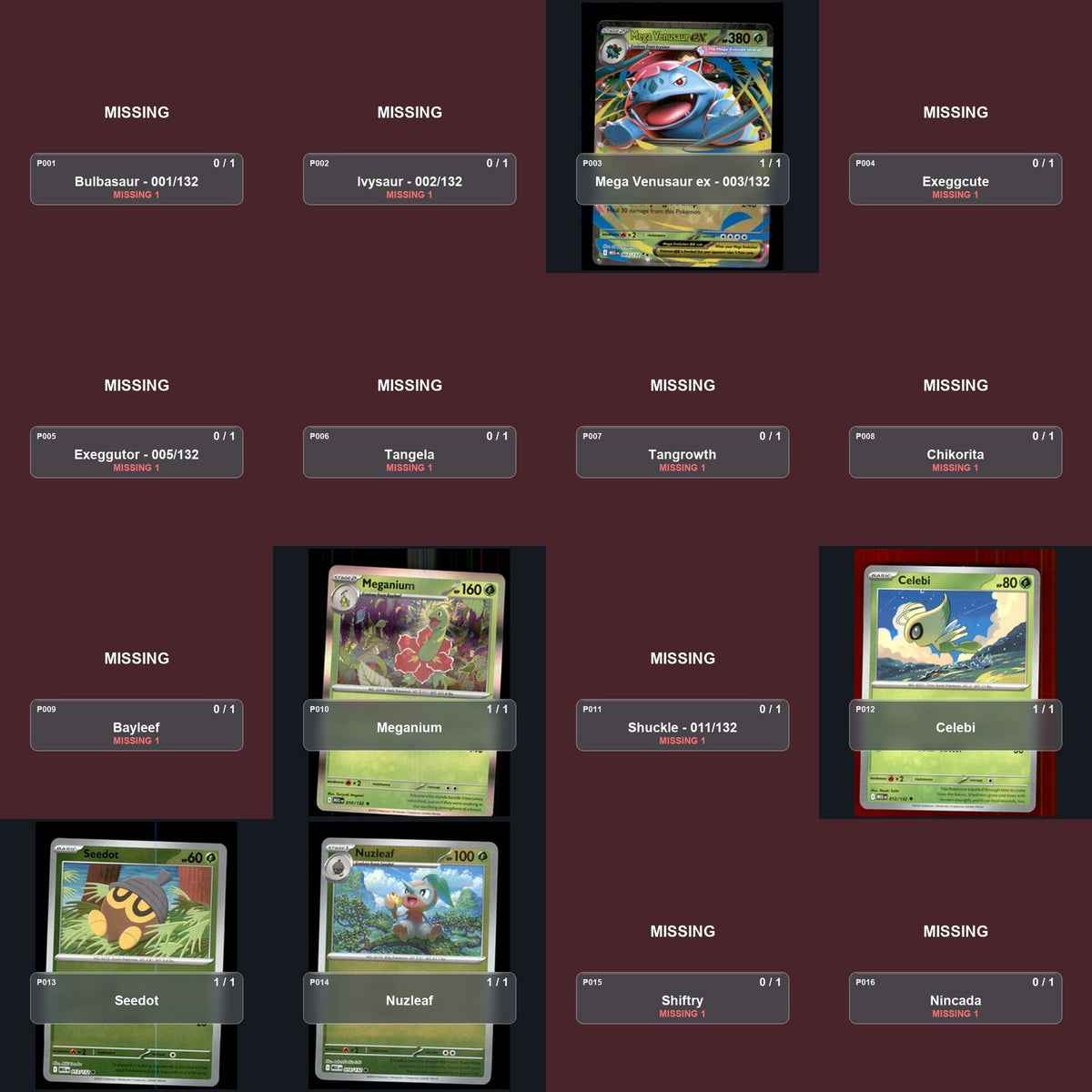 Pokemon TCG ME01: Mega Evolution Partial Master Set Lot 162 Cards Master Set