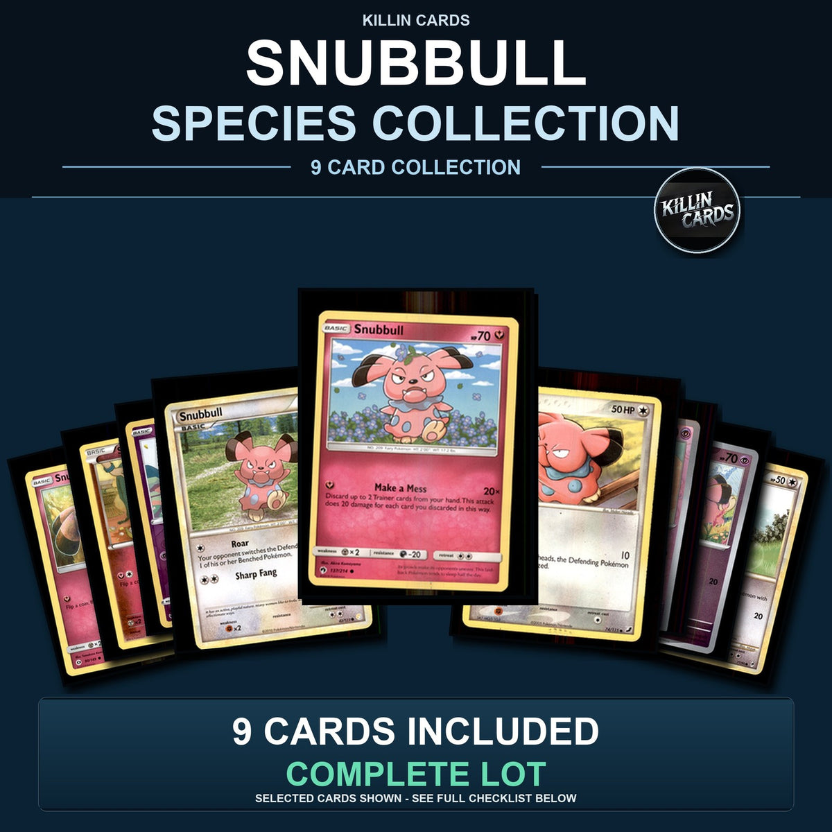 Pokemon TCG Snubbull Species Collection 9 Different Cards