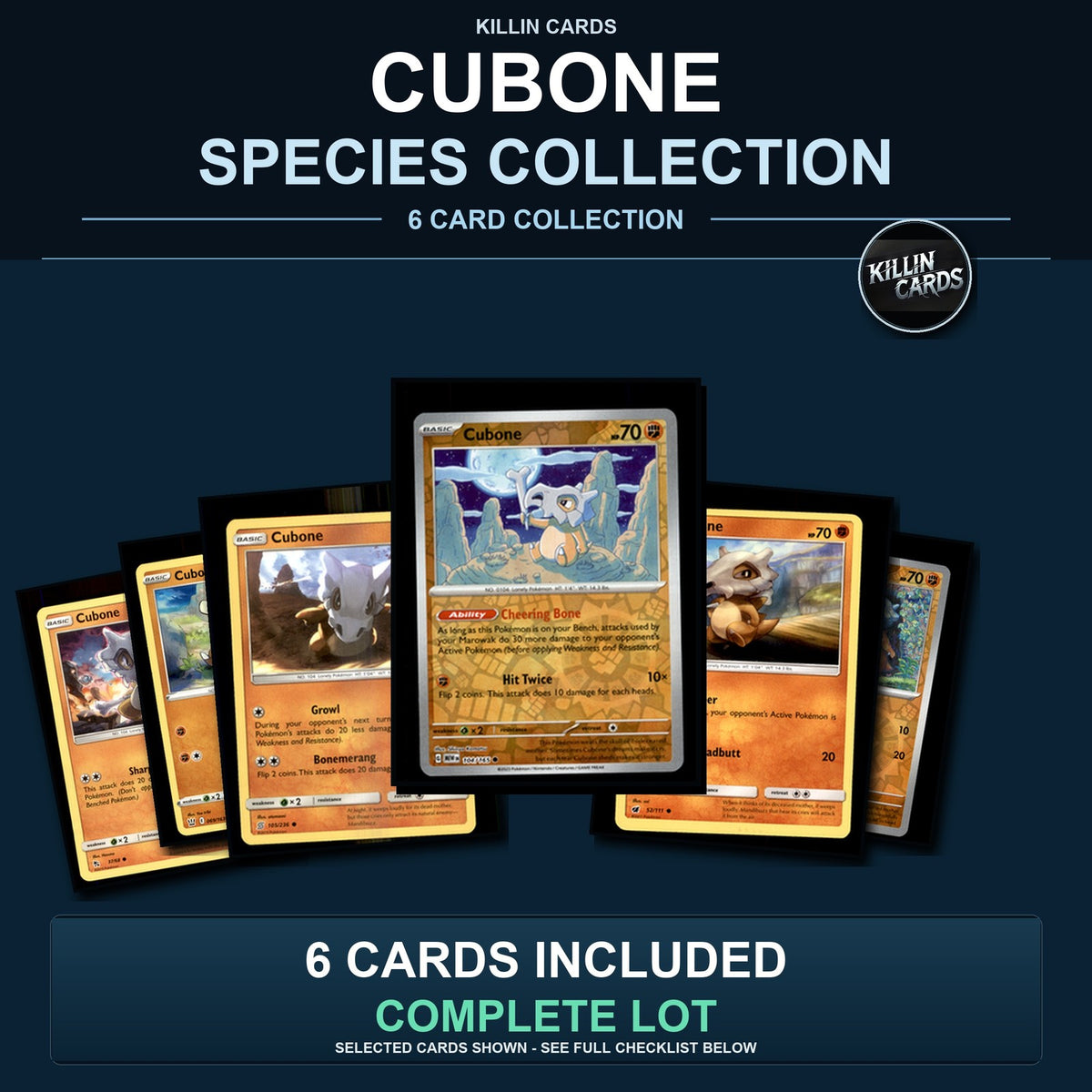 Pokemon TCG Cubone Species Collection 6 Different Cards