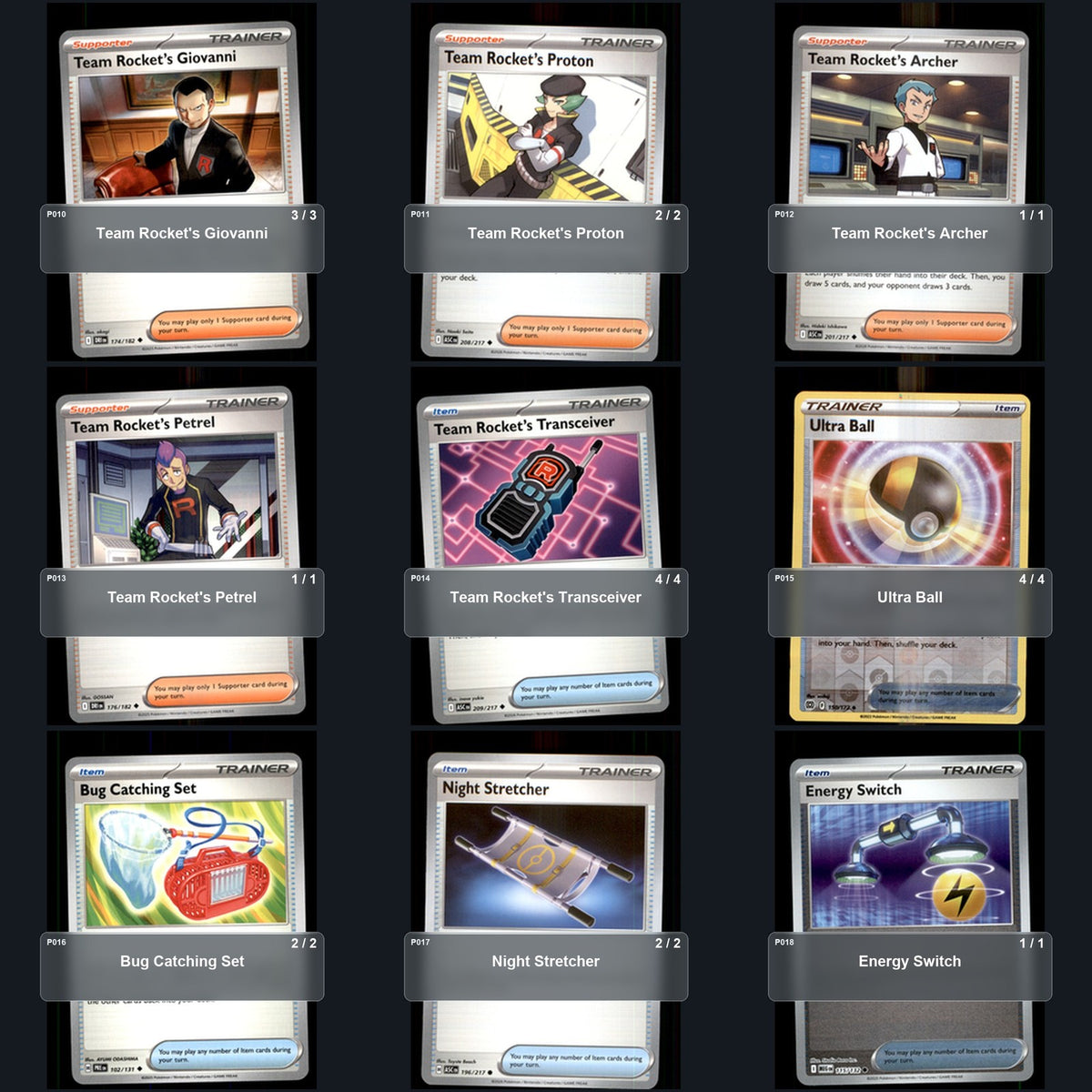 Partial Pokemon TCG Regional Frankfurt Rocket's Mewtwo Decklist 57 Cards Deck
